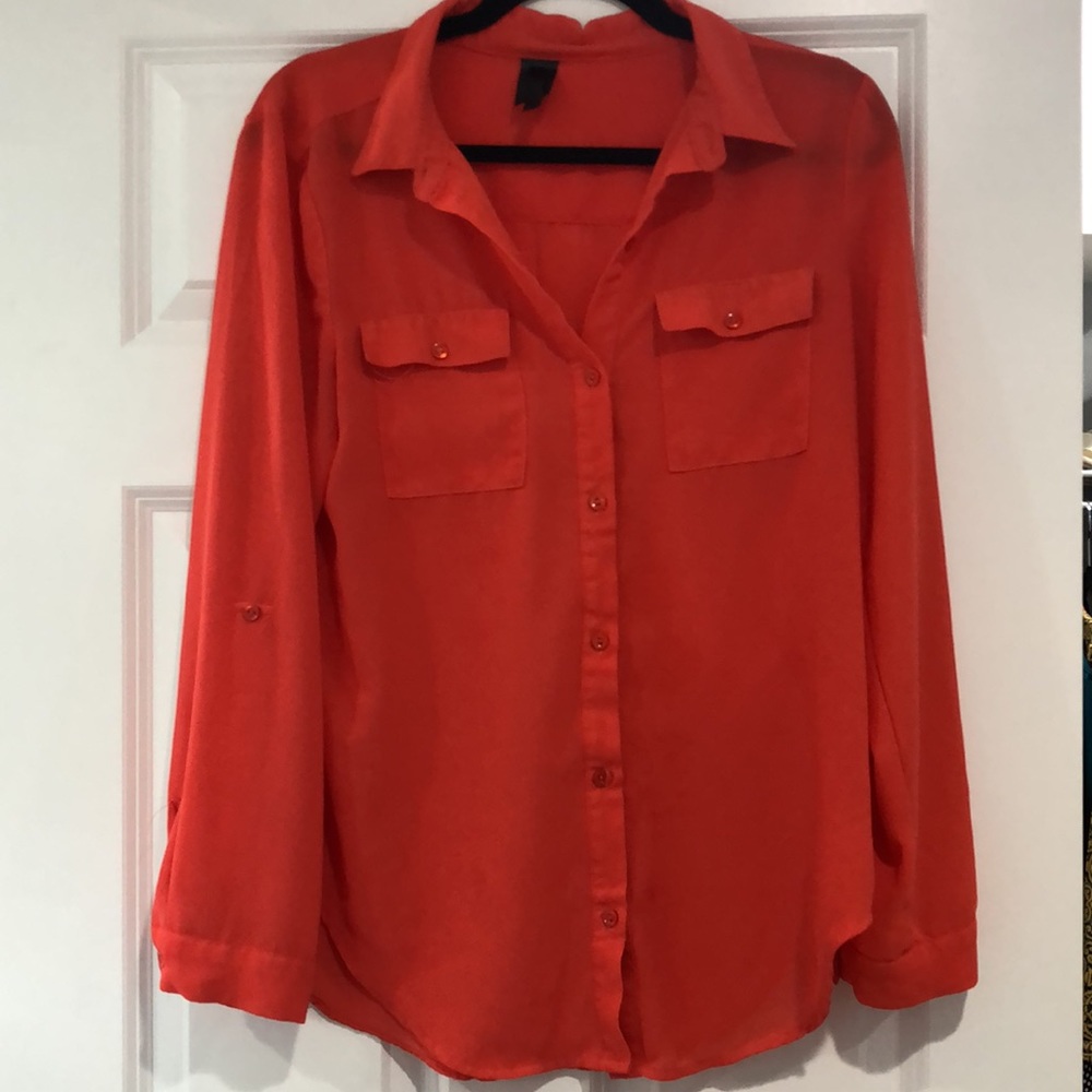 Sheer Peachy Orange Blouse